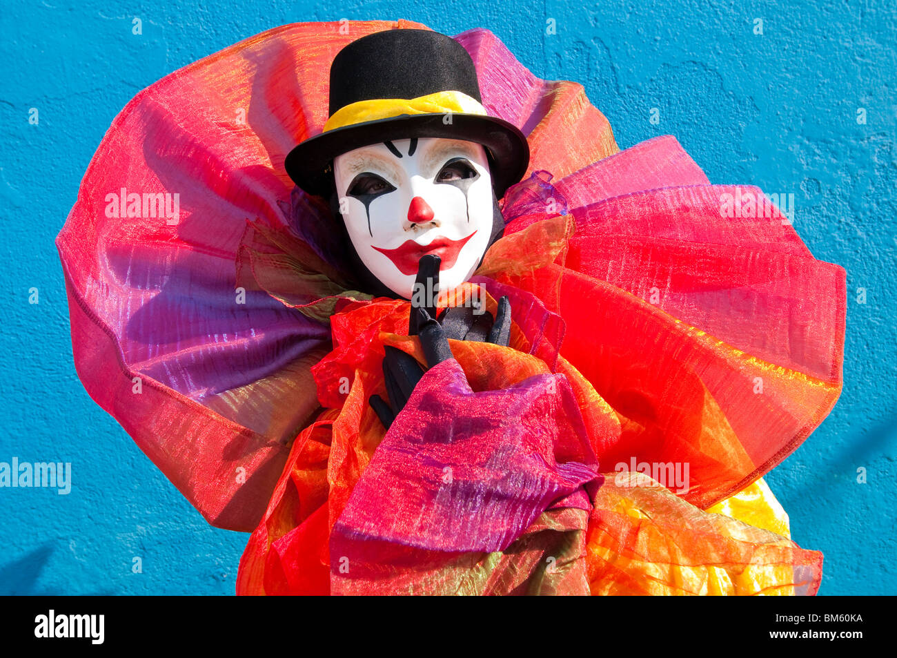 Clown at Venice Carnival, Italy. Stock Photo