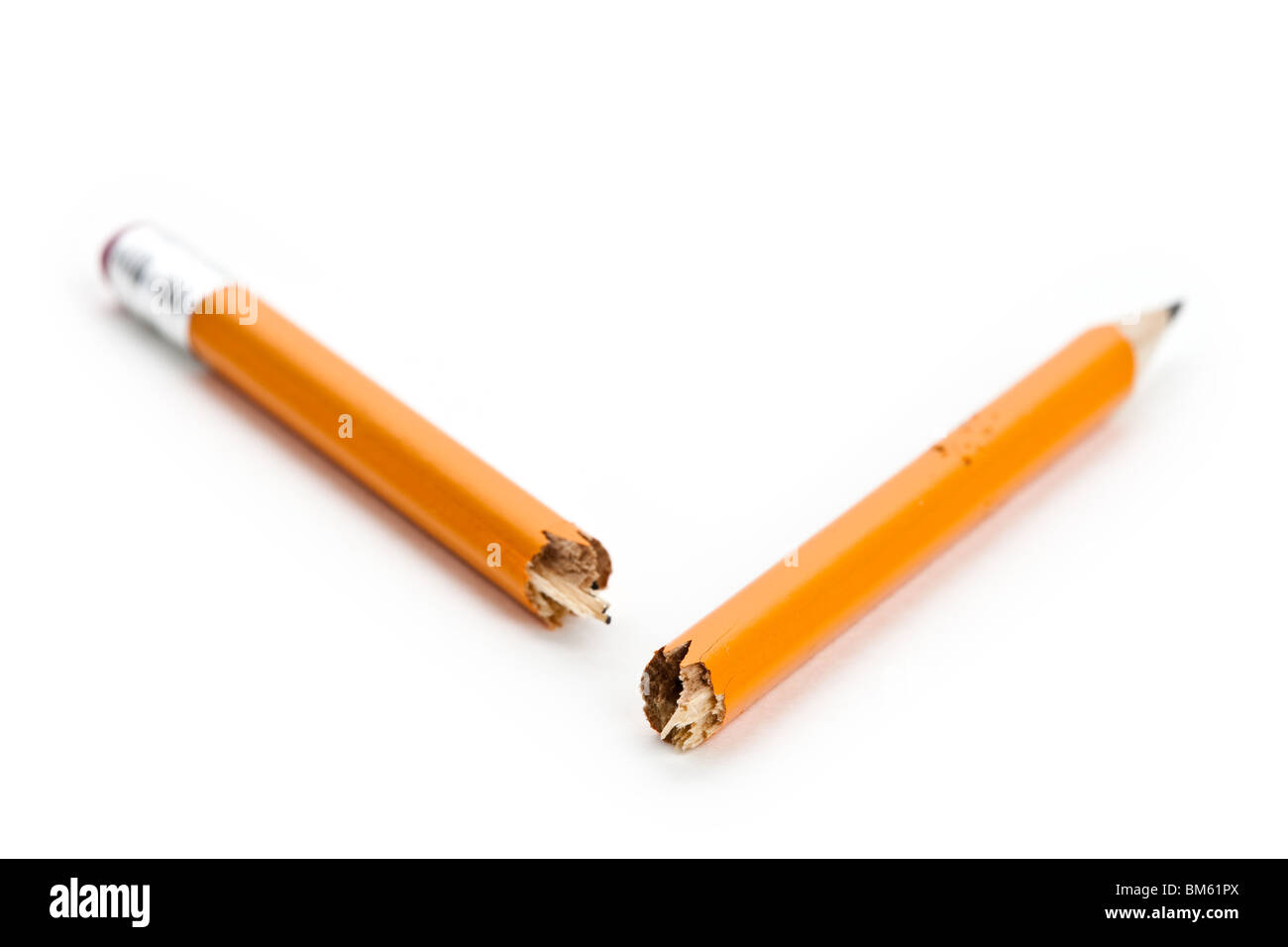 Broken Pencil with white background Stock Photo