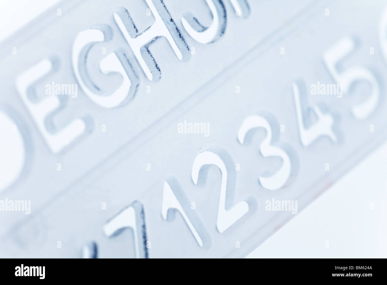 stencil ruler, alphabet, number close up Stock Photo