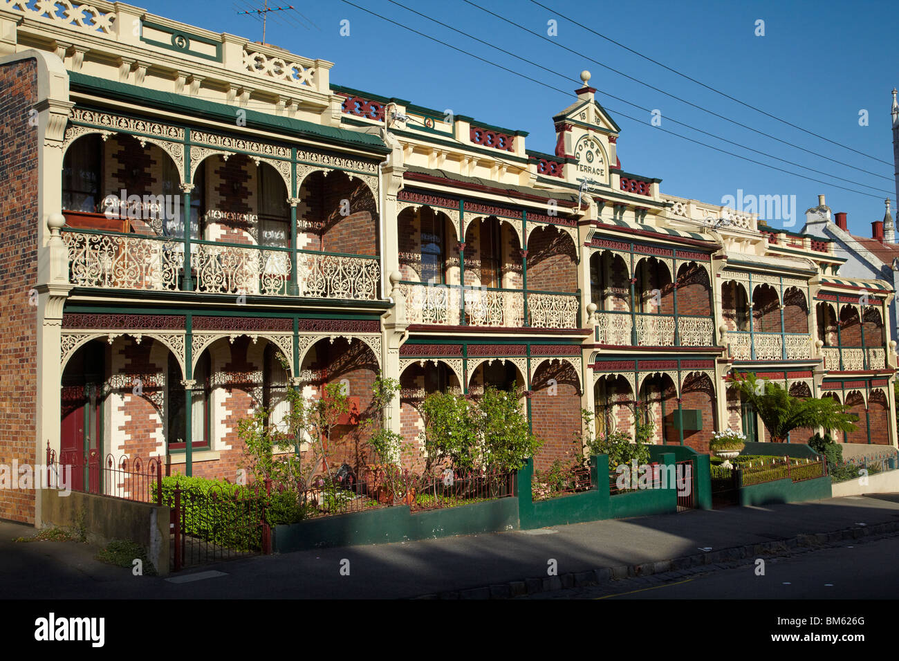 Terrace Houses, St John St, Launceston, Northern Tasmania, Australia Stock Photo