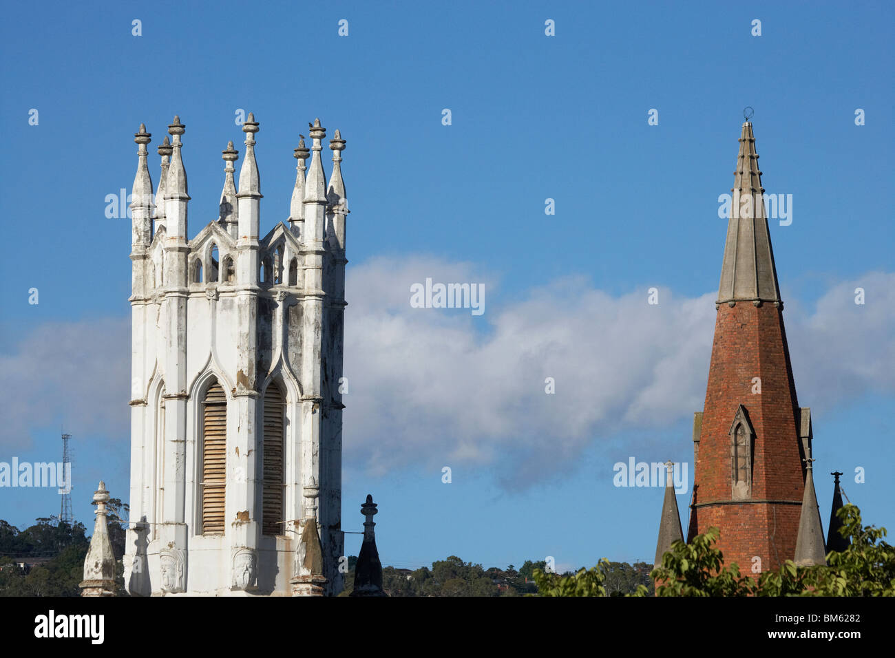 Church Steeples, Launceston, Northern Tasmania, Australia Stock Photo