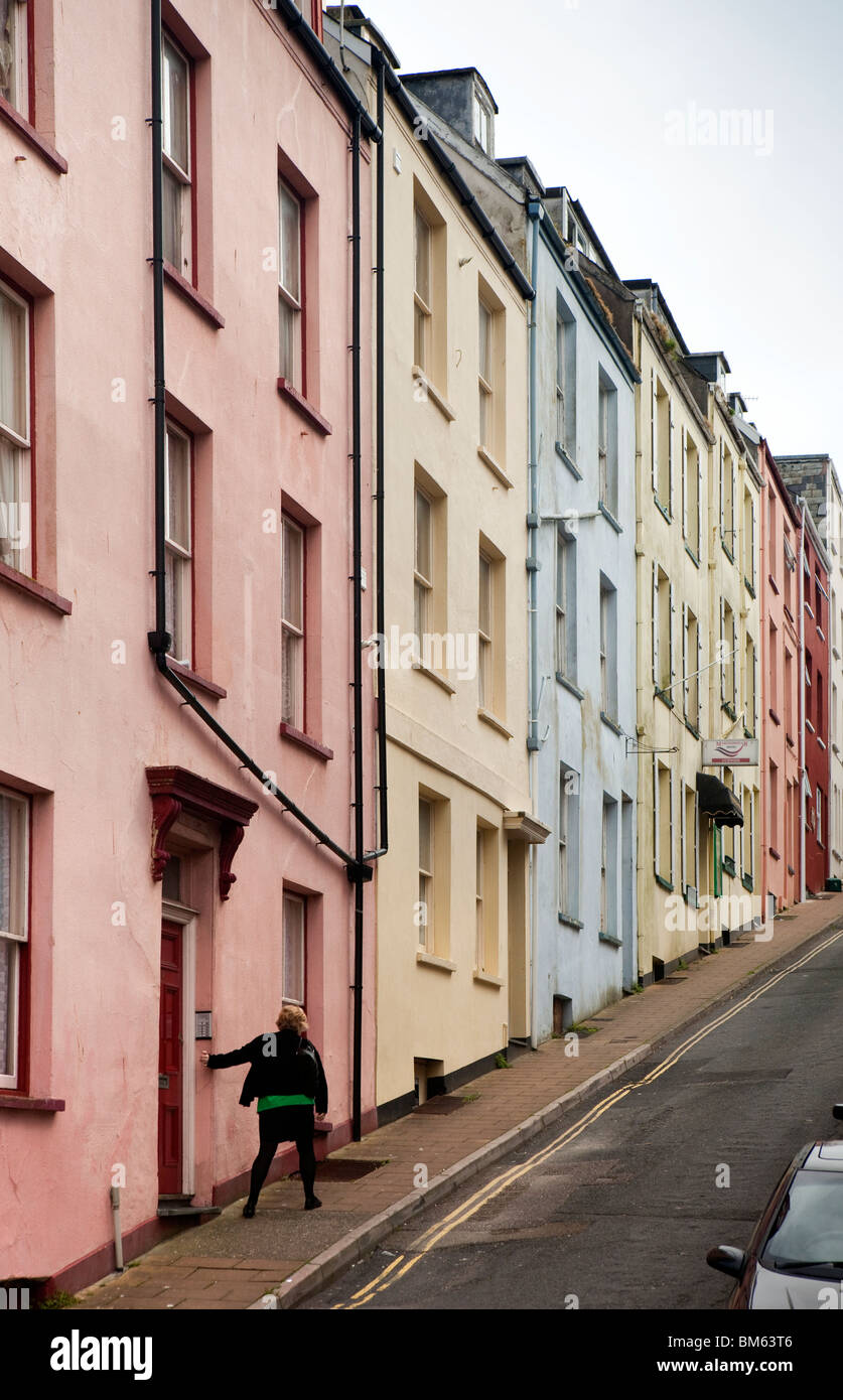 UK, England, Devon, Ilfracombe, colourful four storey properties near seafront Stock Photo