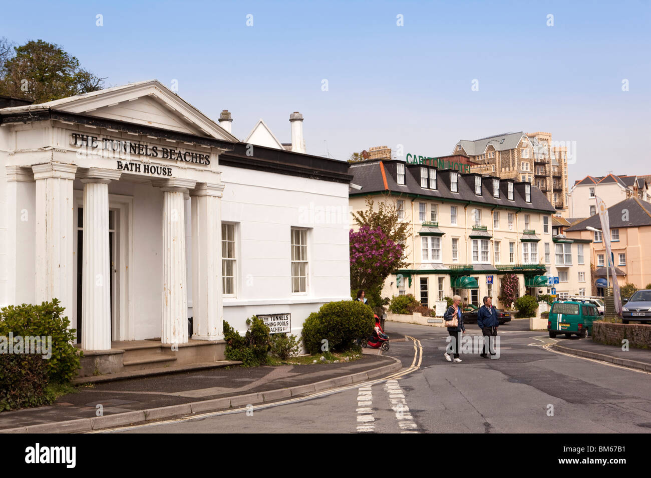 UK, England, Devon, Beaches historic bath house