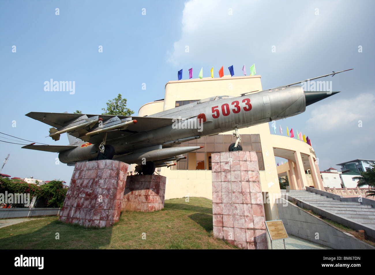 North Vietnamese MiG-21 jetfighter display in the Victory Museum, Hanoi. Vietnam Stock Photo