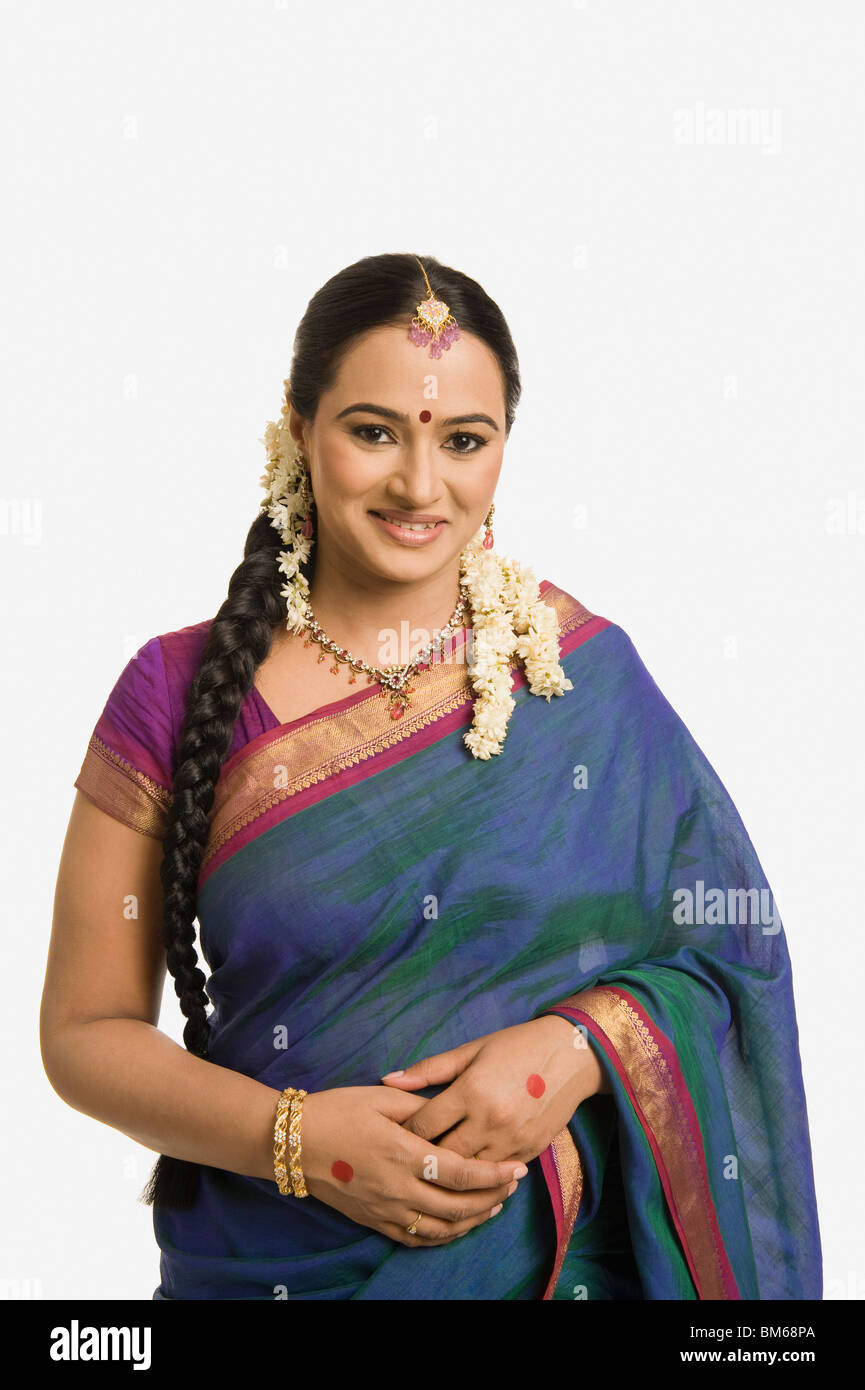 Portrait of a South Indian woman smiling Stock Photo - Alamy