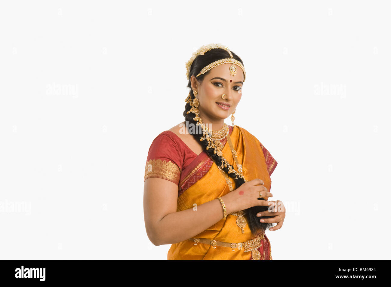 South Indian woman smiling Stock Photo - Alamy