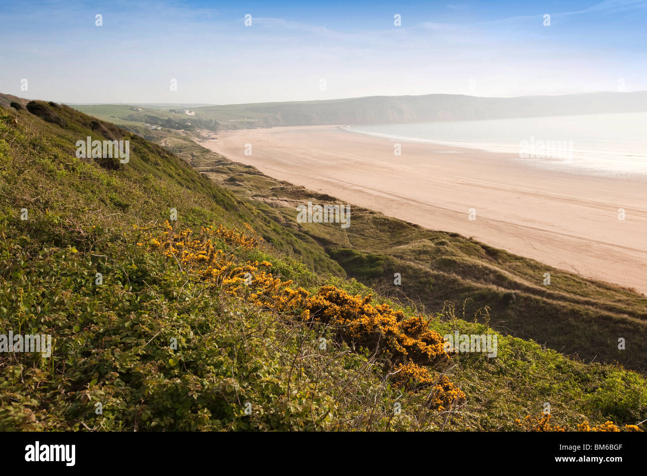 UK, England, Devon, Woolacombe Sands Beach looking towards Putsborough Stock Photo