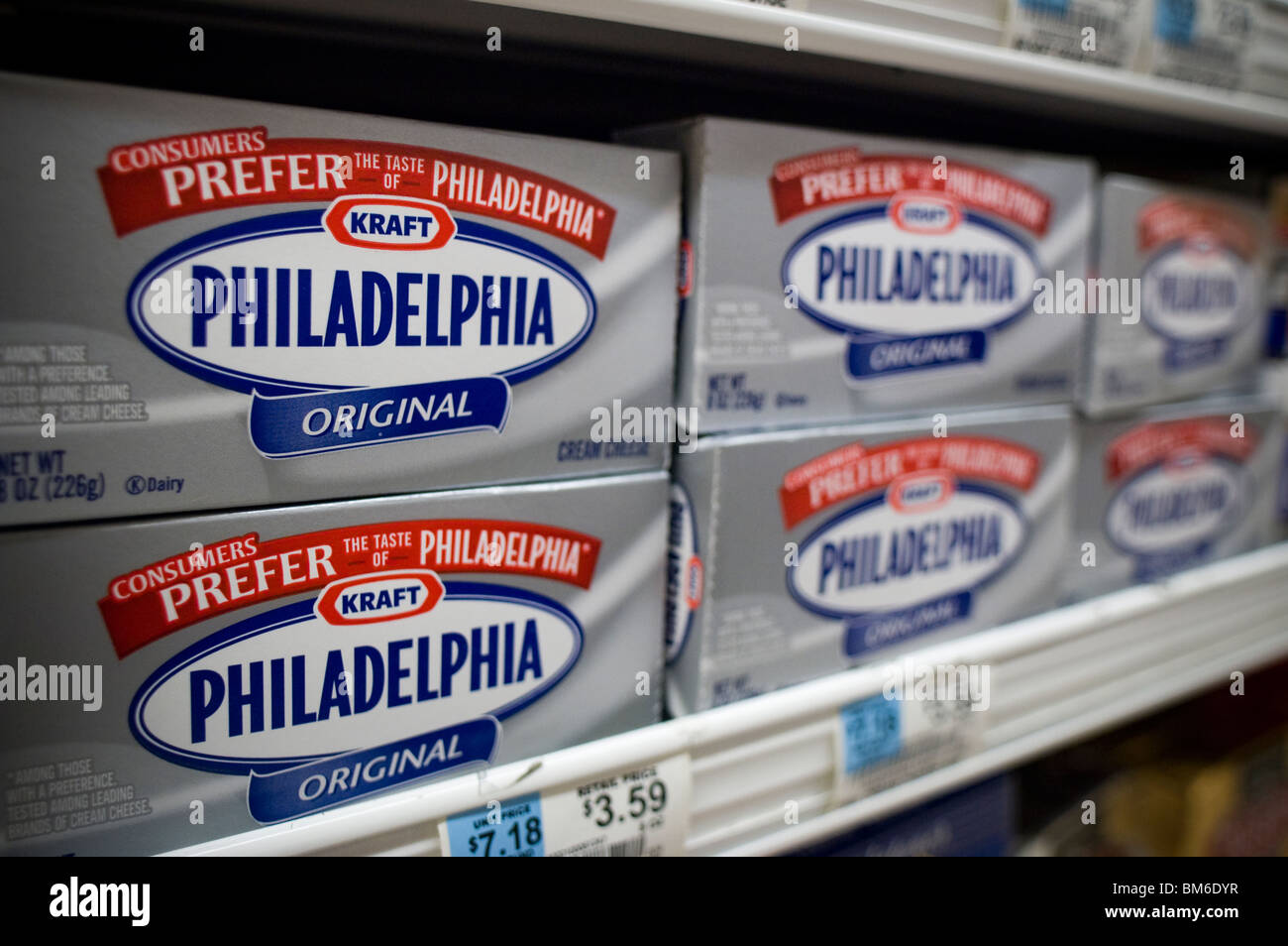 Packages of Kraft Foods' Philadelphia brand cream cheese Stock Photo ...