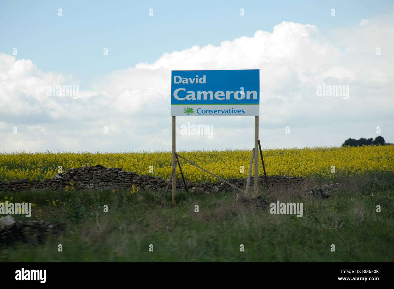 Election sign for David Cameron in the May 2010 elections, Burford Oxfordshire in the Cotswolds, England. Stock Photo