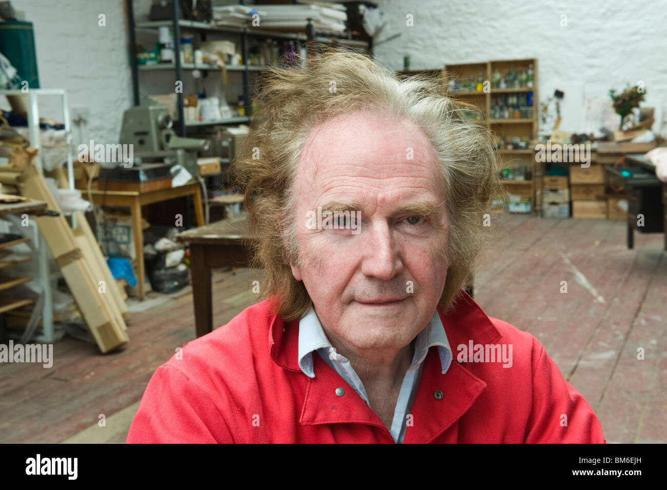 Ivor Davies Welsh artist pictured at his studio in Penarth Vale of