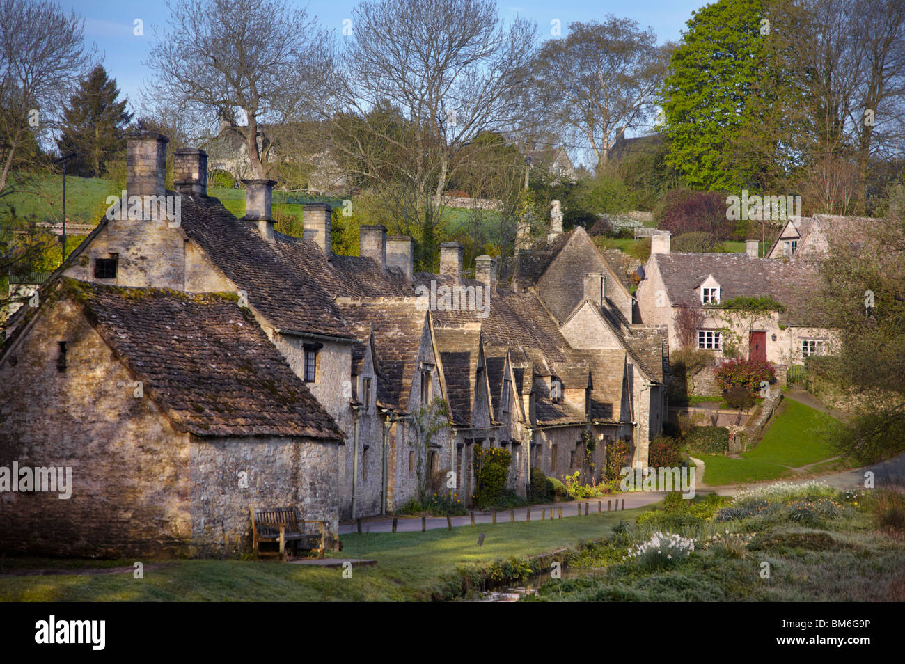 Arlington Row in the village of Bibury, Gloucestershire, England Stock
