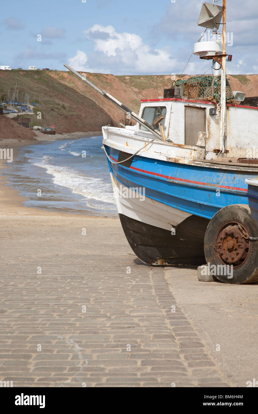 Cobble slipway at the north end of Filey Bay, Yorkshire Stock Photo