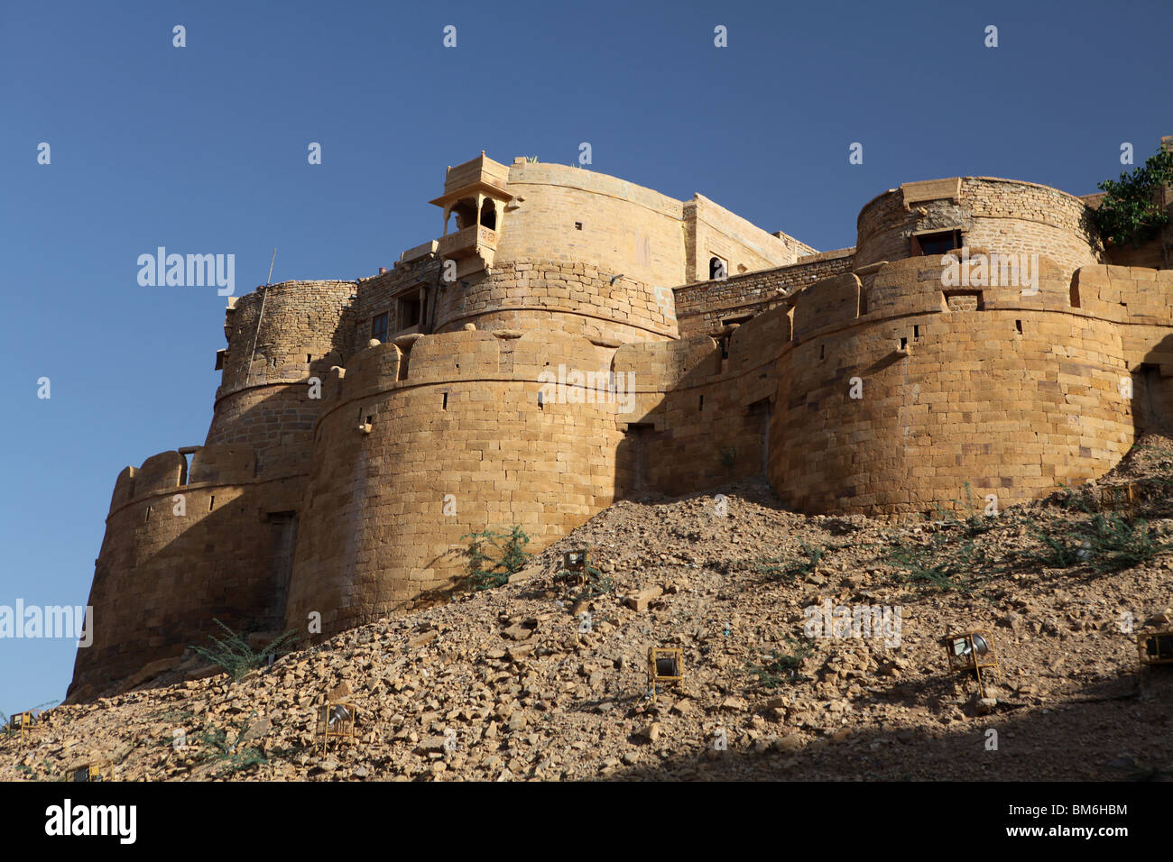 View of thr bastions of Jaisalmer Fort, built on Trikuta Hill in Jaisalmer, Rajasthan, India. Stock Photo