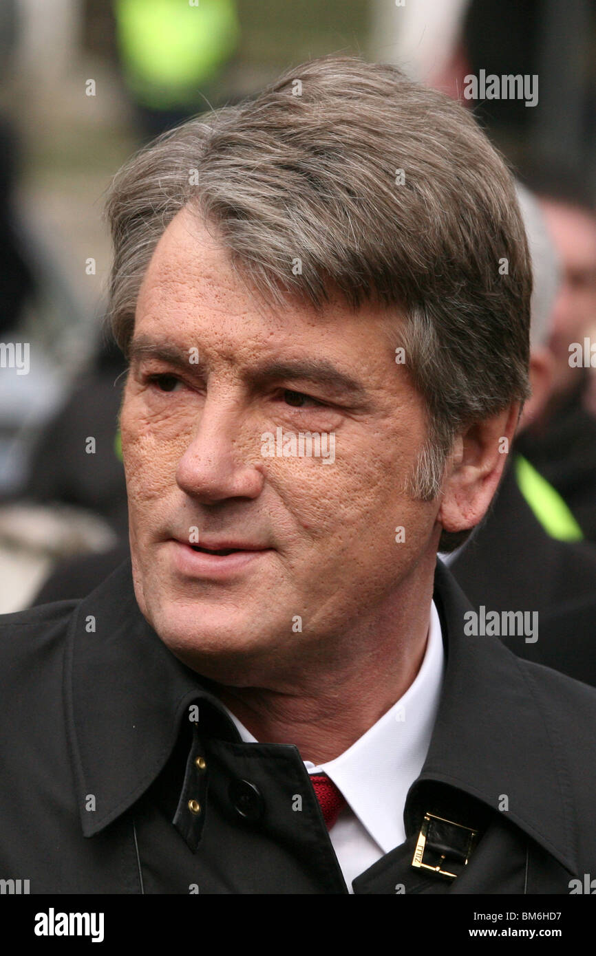 Ukrainian president Viktor Yushchenko. Photo was taken during his visit to Prague, Czech Republic, on March 25, 2009. Stock Photo