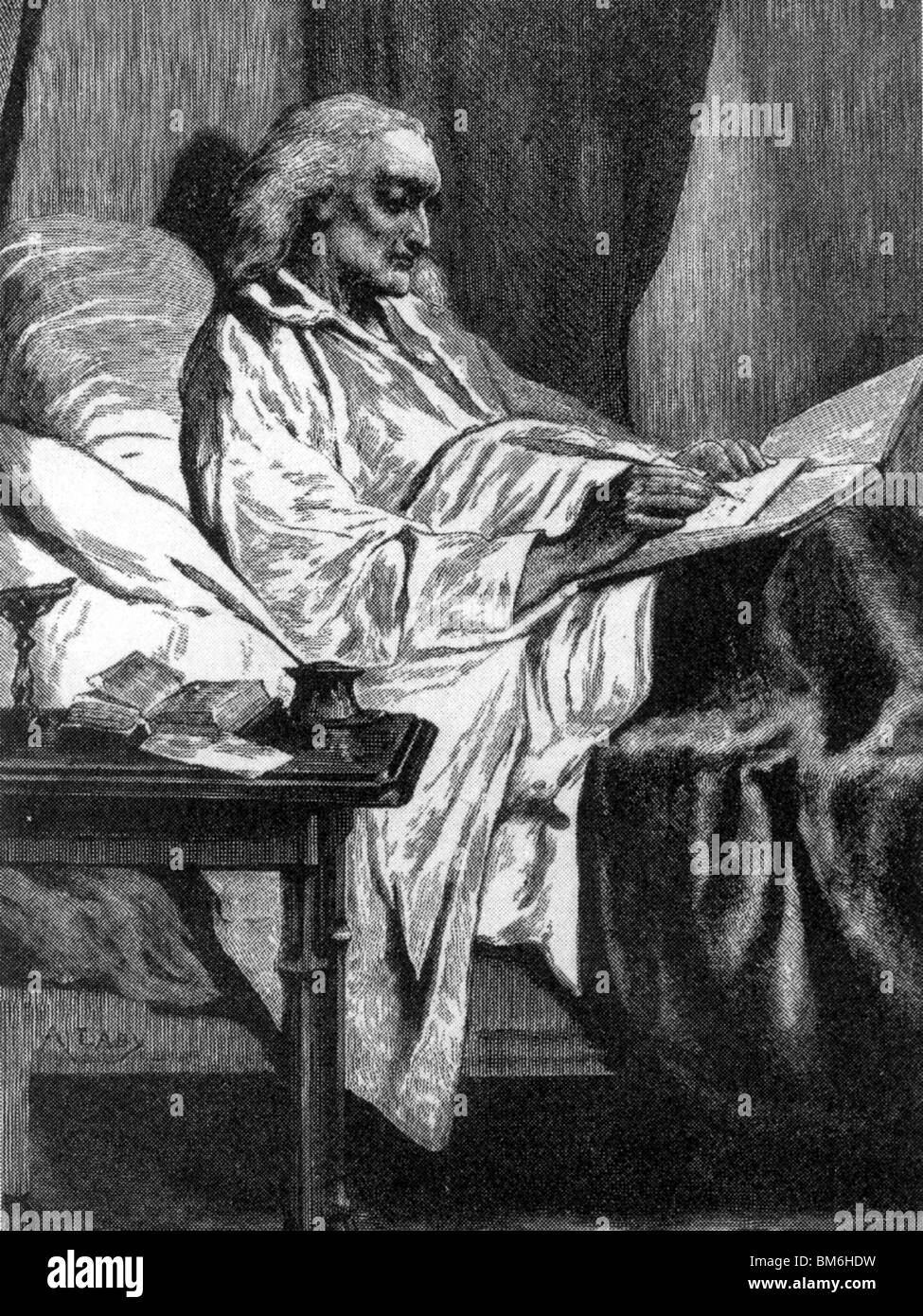 JOHN WESLEY - English evangelist (1703-1791) writing his famous letter ...