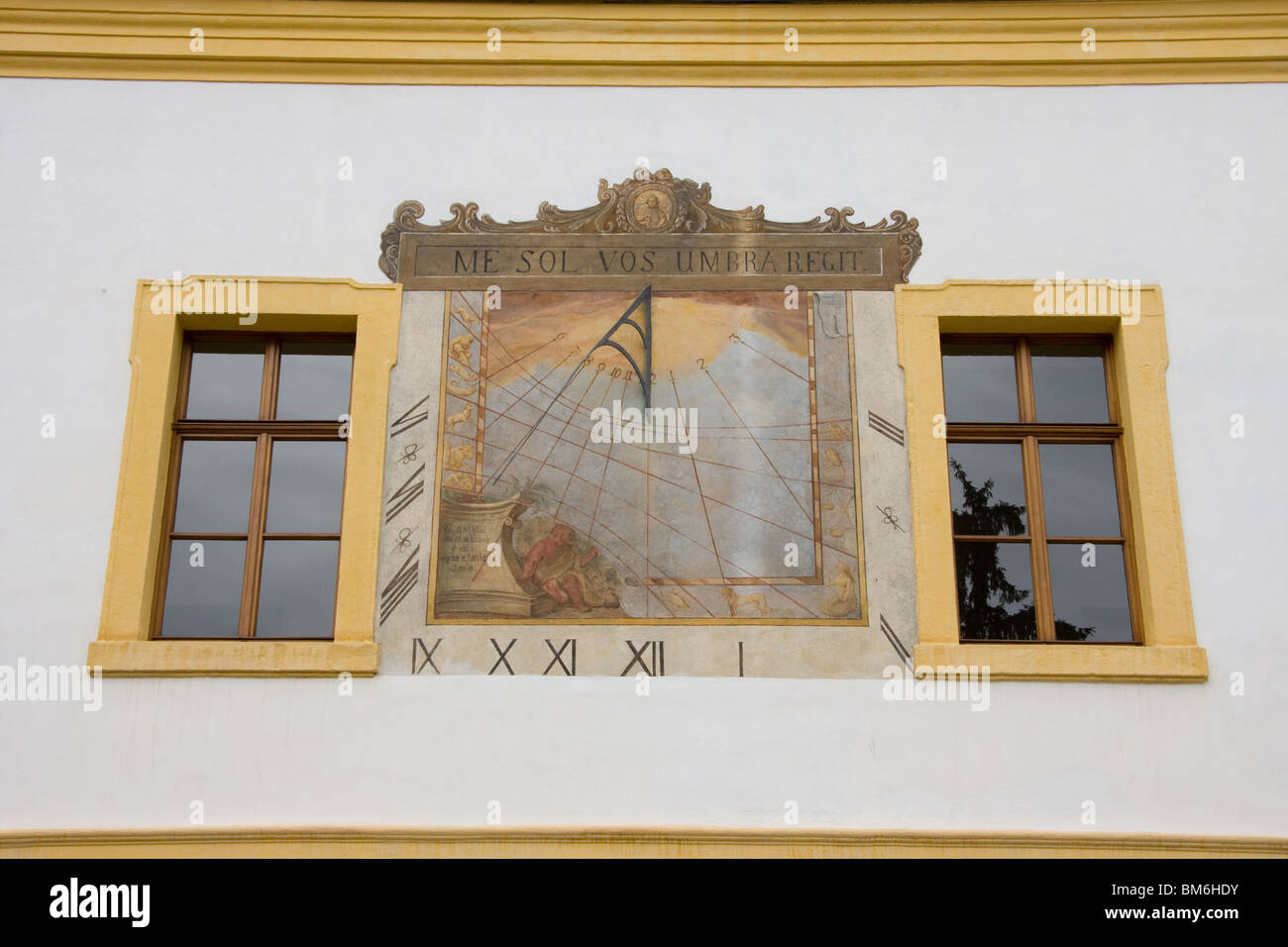Sundial on Schloss Decin, Czech Republic Stock Photo