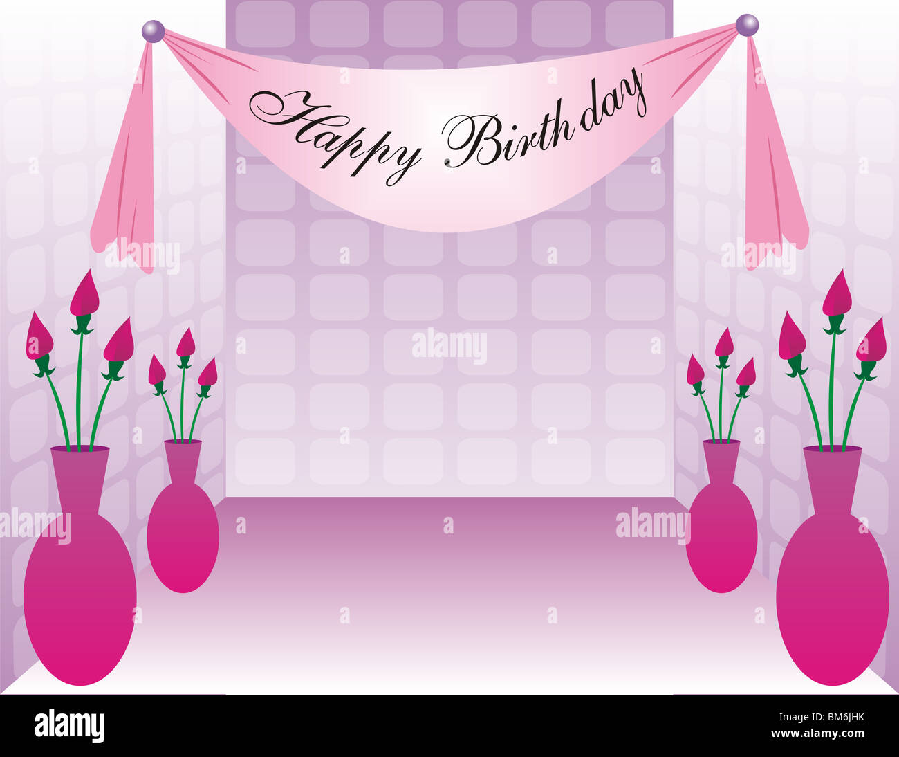 Sweet Sixteen Celebration background with a Happy Birthday Banner Stock Photo