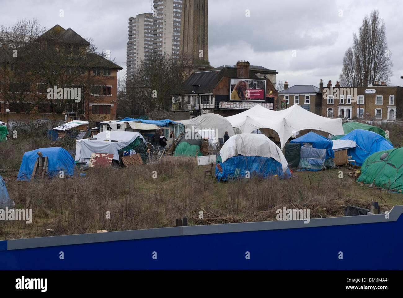 Eco camp near Kew Bridge West London UK Stock Photo