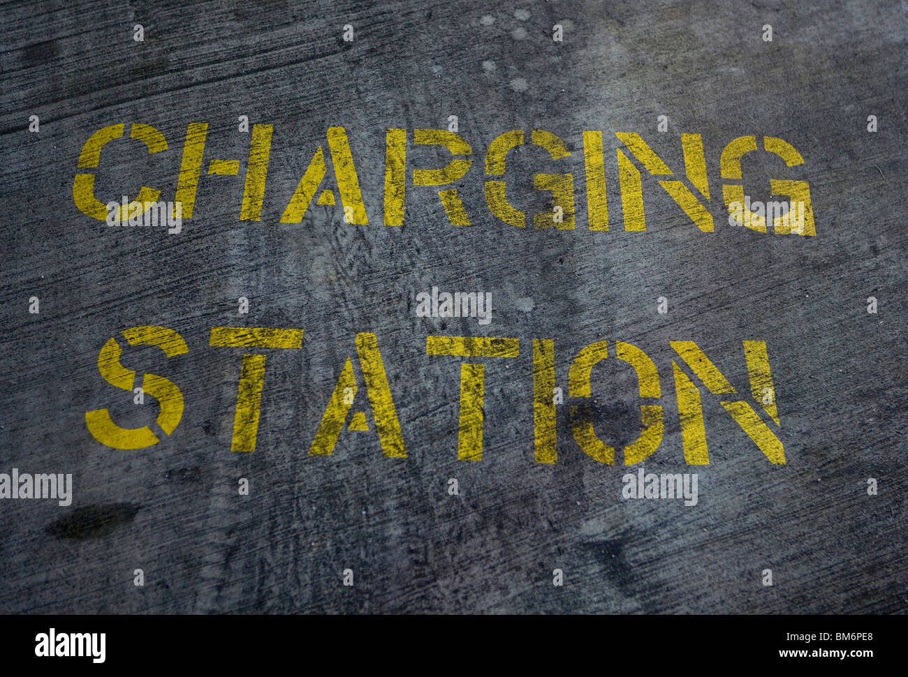 An electric car charging station.  Stock Photo
