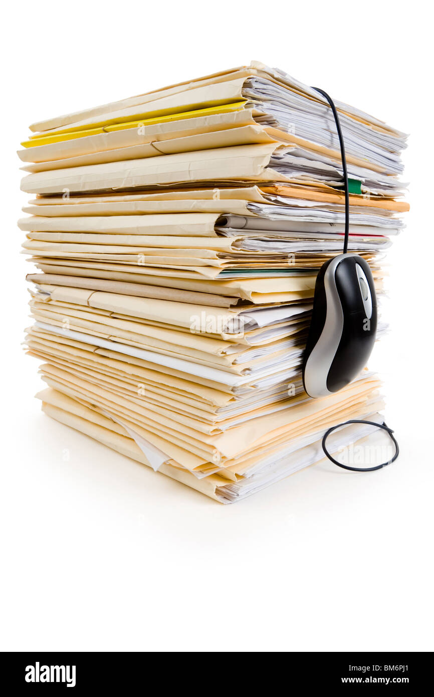 File Stack, Computer Mouse, business concept Stock Photo