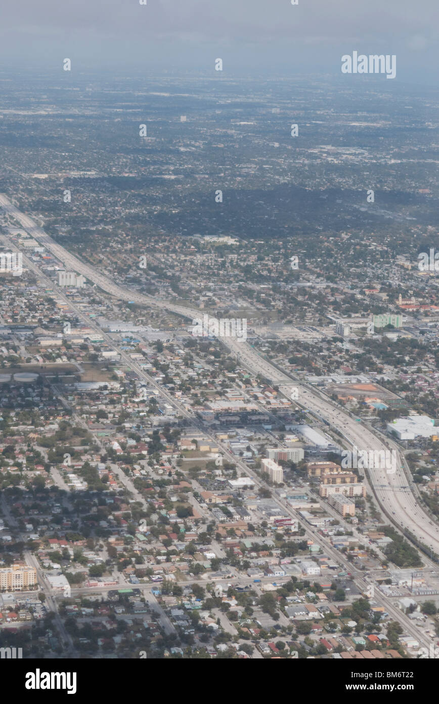 Aerial view of Miami region with US I 95 highway Stock Photo - Alamy