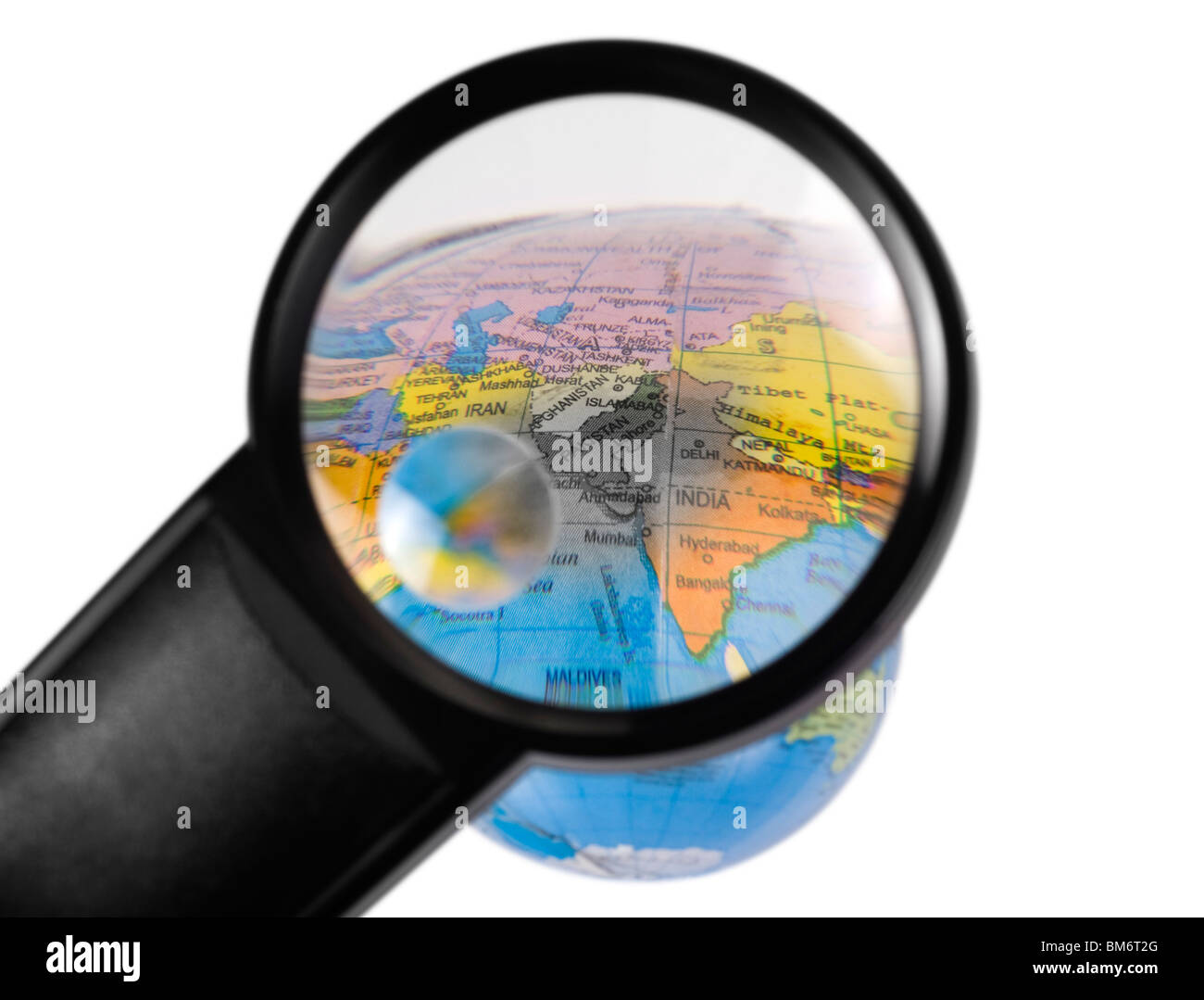 India map viewed through magnifying glass Stock Photo Alamy