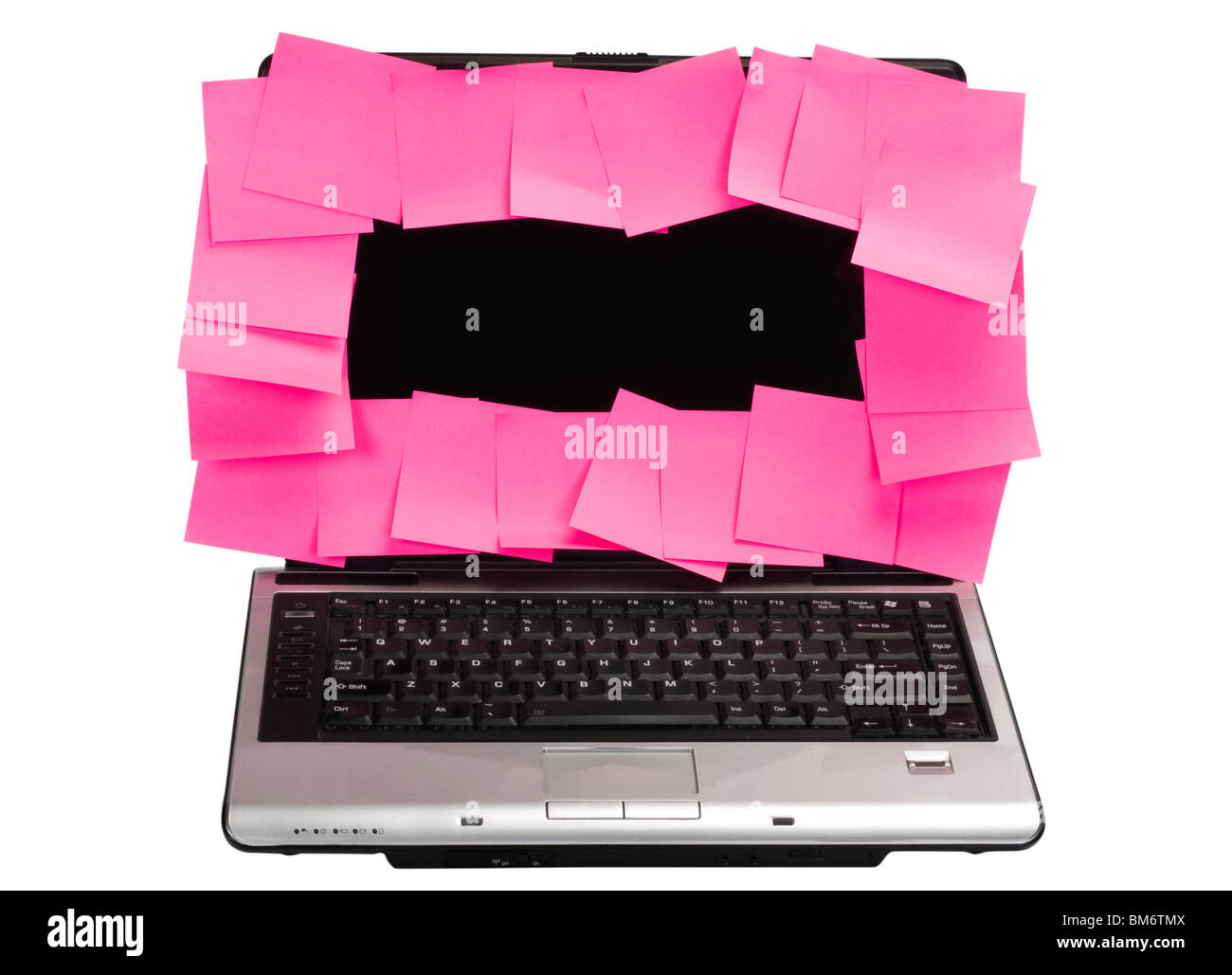 Adhesive notes attached on a laptop screen Stock Photo Alamy