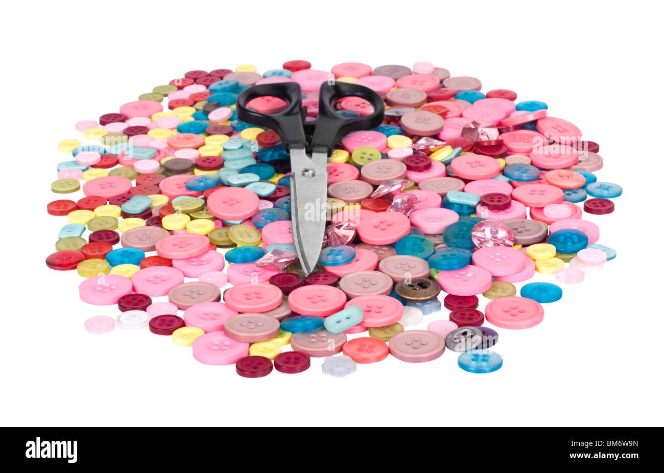 Sewing buttons scissors on Cut Out Stock Images & Pictures - Alamy
