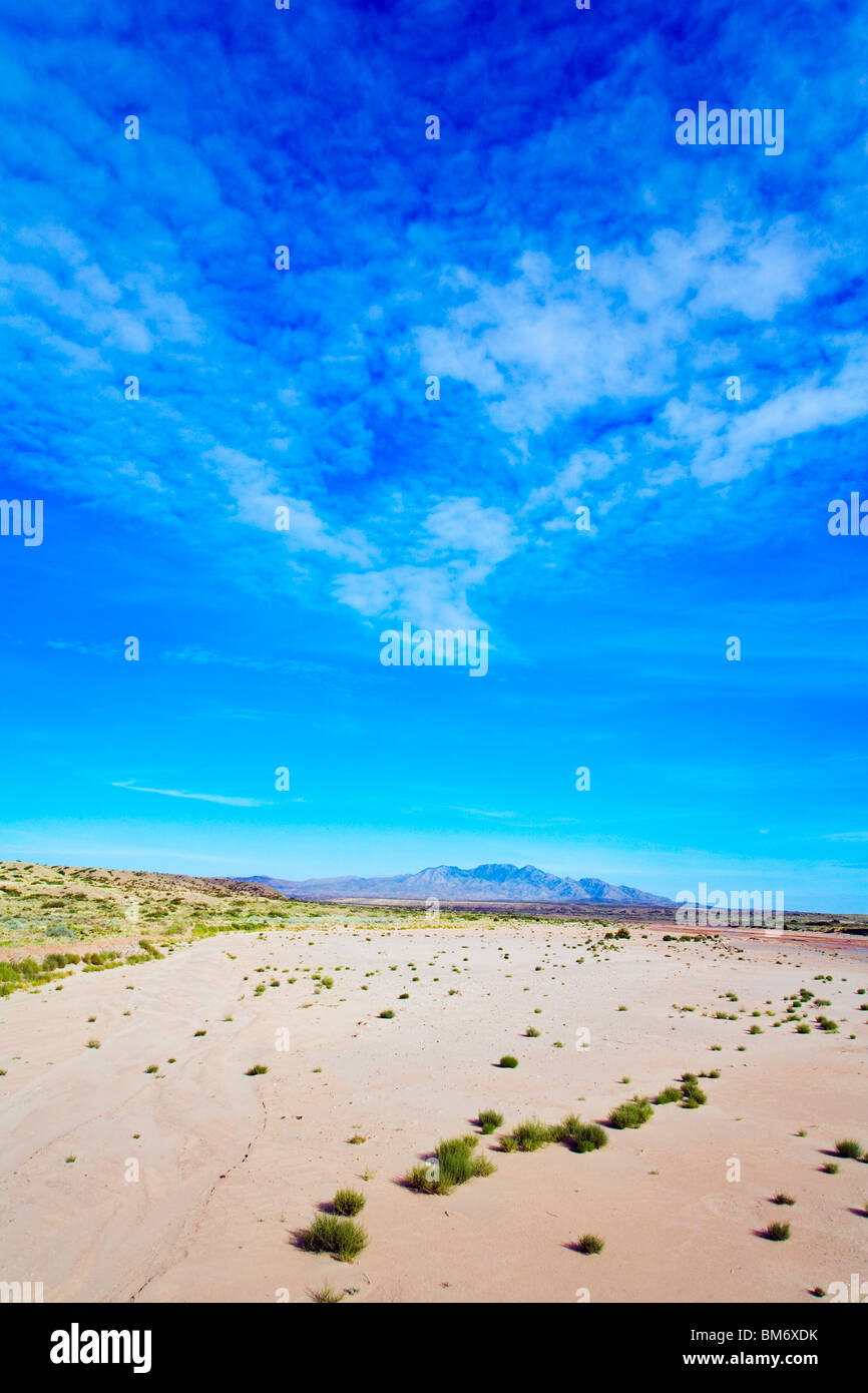 New Mexico, Usa; Expansive Desert With The Sierra Ladrones Mountains In The Distance Stock Photo