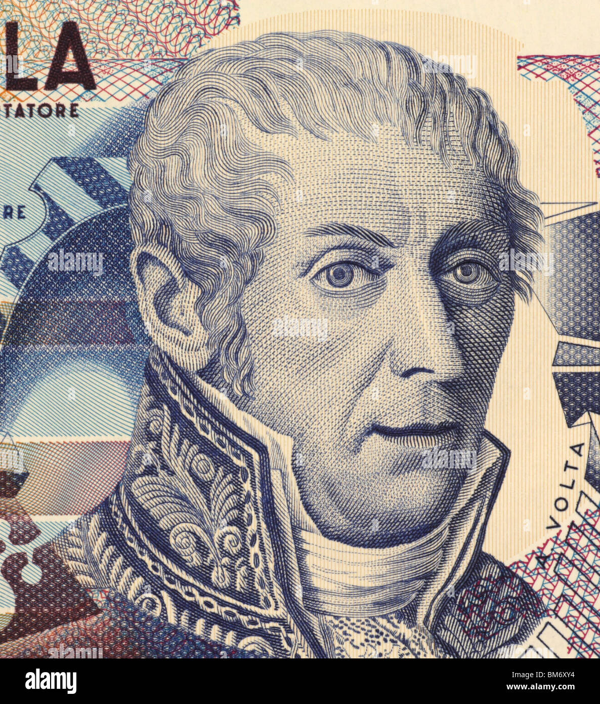 Alessandro Volta (1745-1827) on 10000 Lire 1984 Banknote from Italy. Italian physicist. Stock Photo