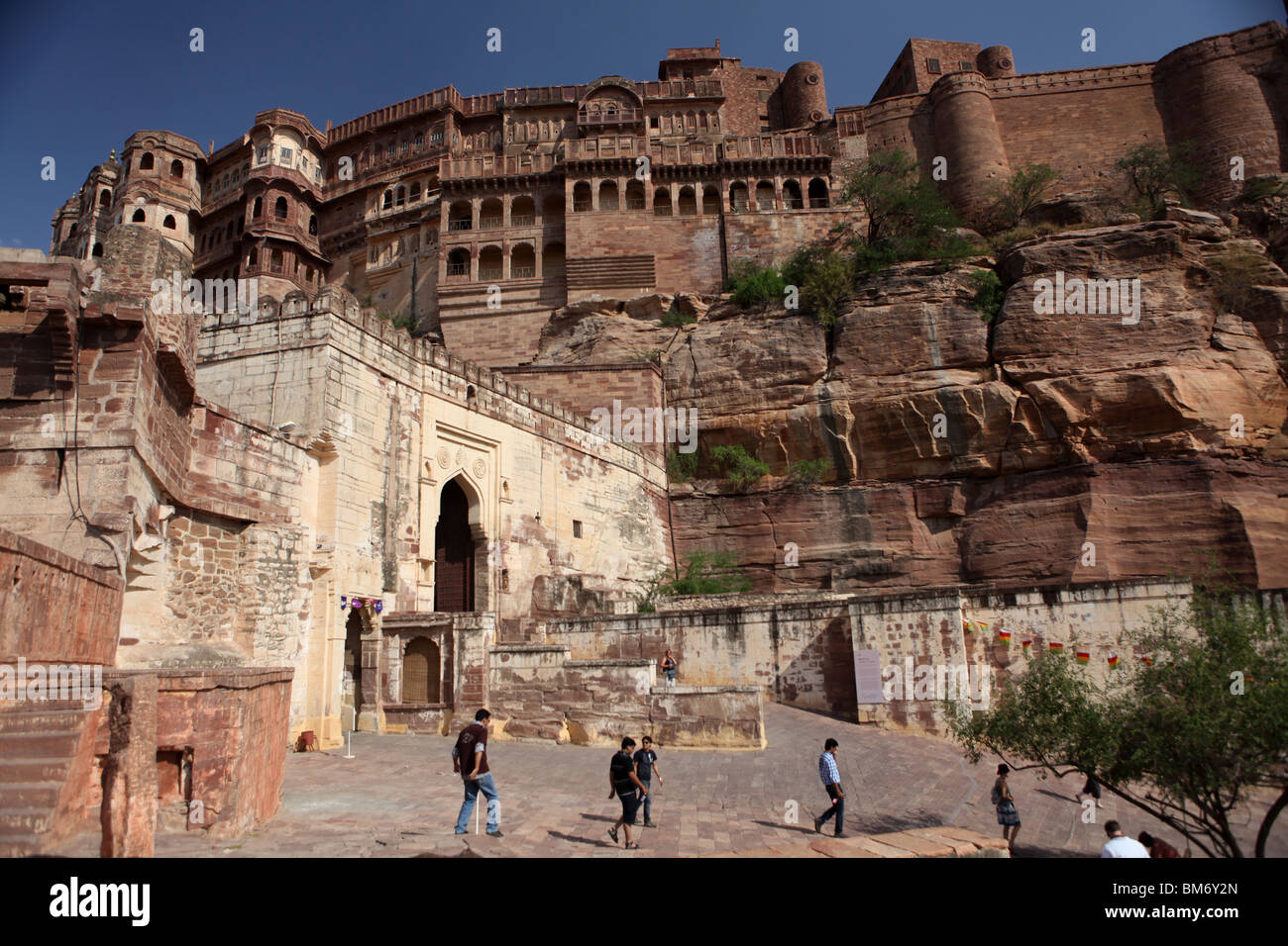 Wide view iew of the Mehrangarh Fort in Jodhpur, Rajasthan in India. Stock Photo
