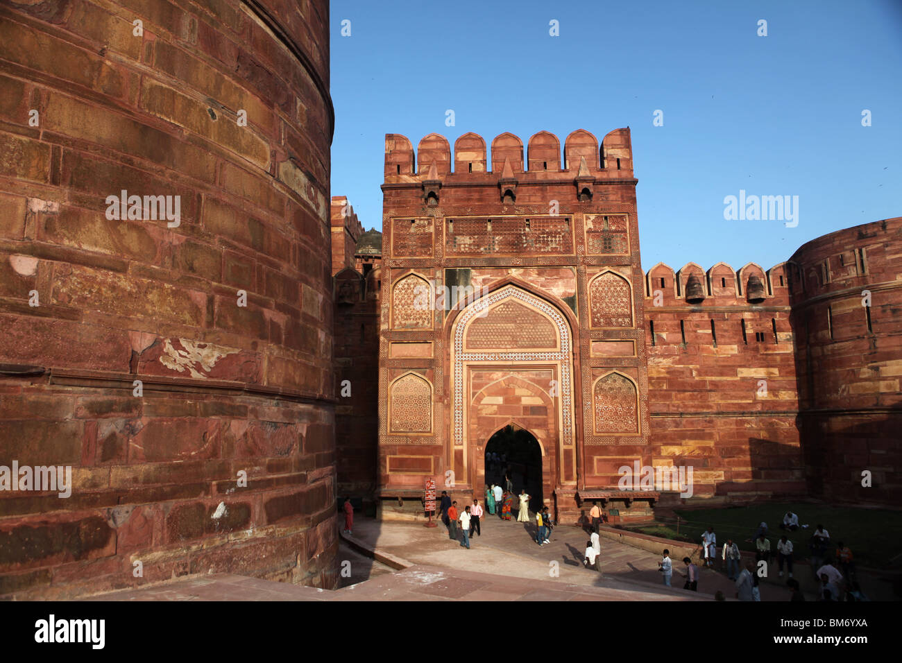 The main gate to the Red Fort in Delhi in India. Stock Photo