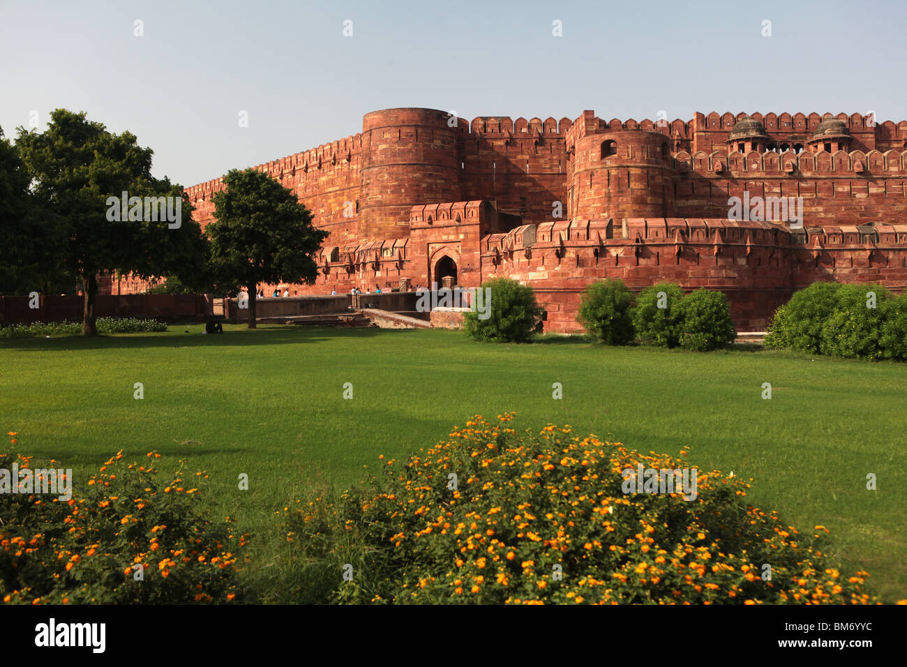 The main gate to the Red Fort in Delhi in India. Stock Photo