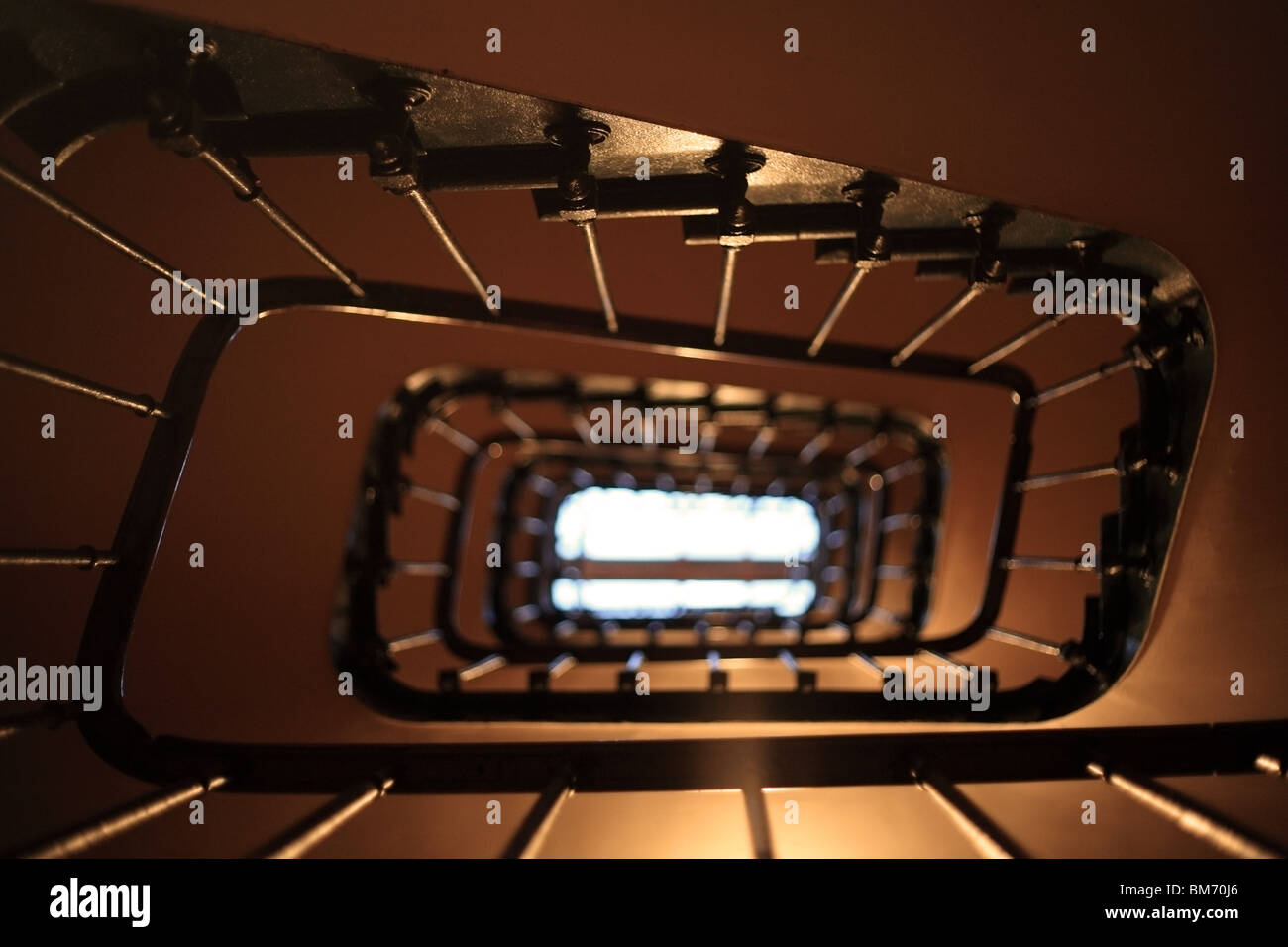 Looking upward in an apartment block in Paris, France Stock Photo