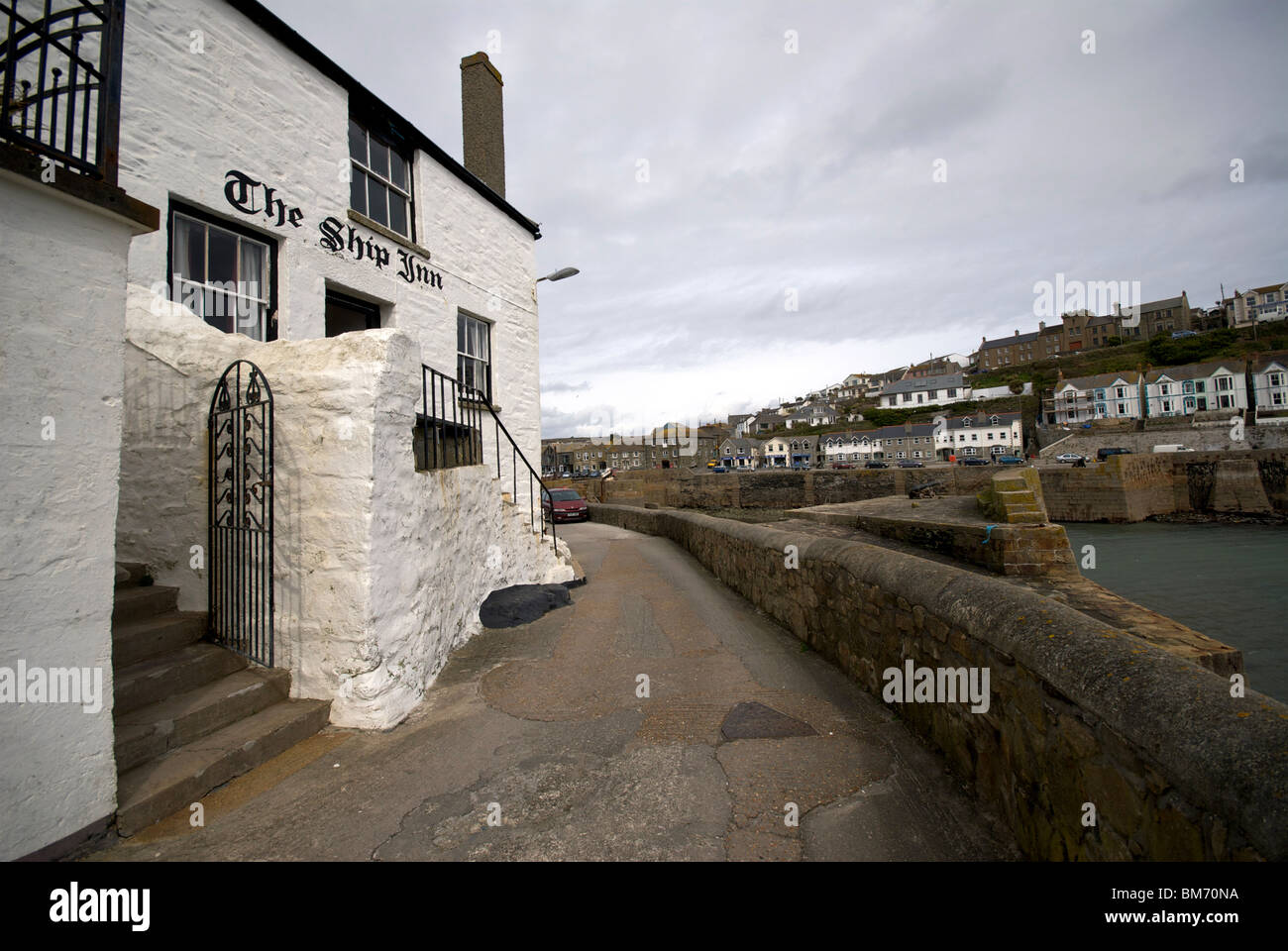 Porthleven Cornwall UK Harbour Harbor Quay Ship Inn Stock Photo Alamy