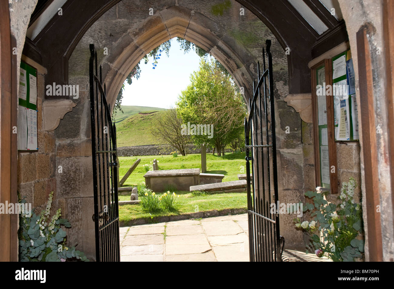 The church of St Michael and all Angels in Linton near the village of Grassington in the Yorkshire Dales Stock Photo