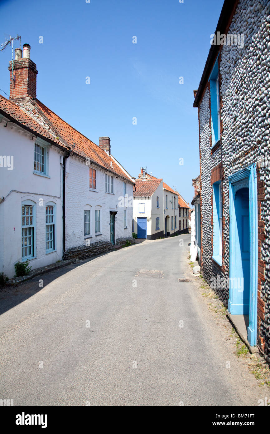 Street with flint built cottages in Blakeney, Norfolk Stock Photo Alamy