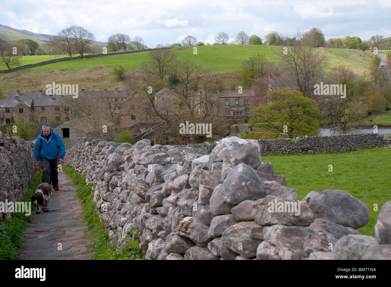 The countryside surrounding the village of Grassington in the Yorkshire Dales and Linton Falls Stock Photo