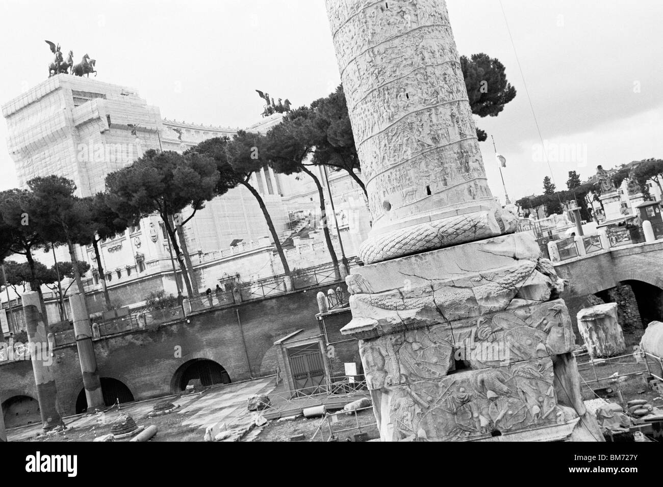 Rome, Italy, 30 January 2010 -- Trajan's Column. Stock Photo