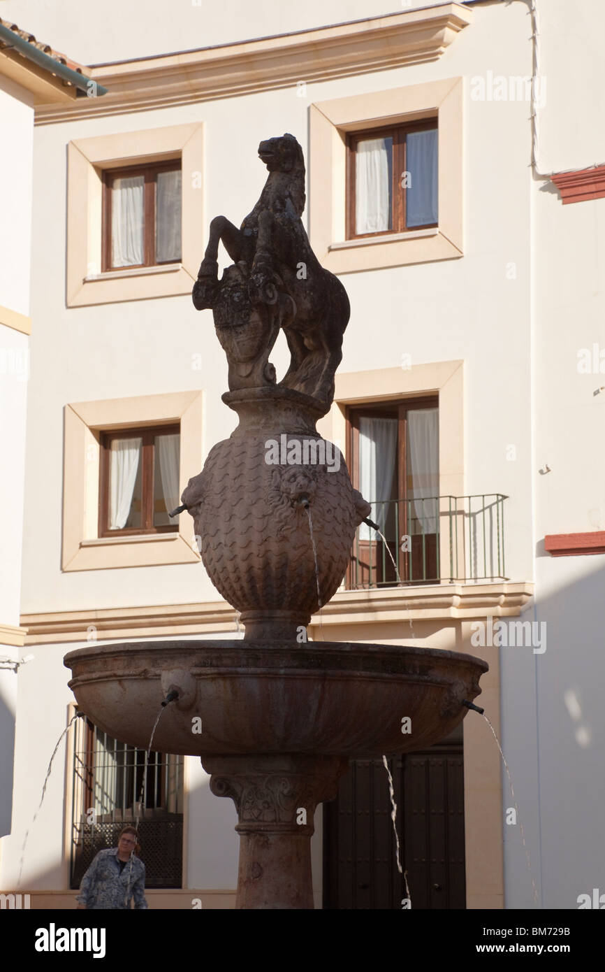 Cordoba, Cordoba Province, Spain. Fountain with statue of a colt in ...
