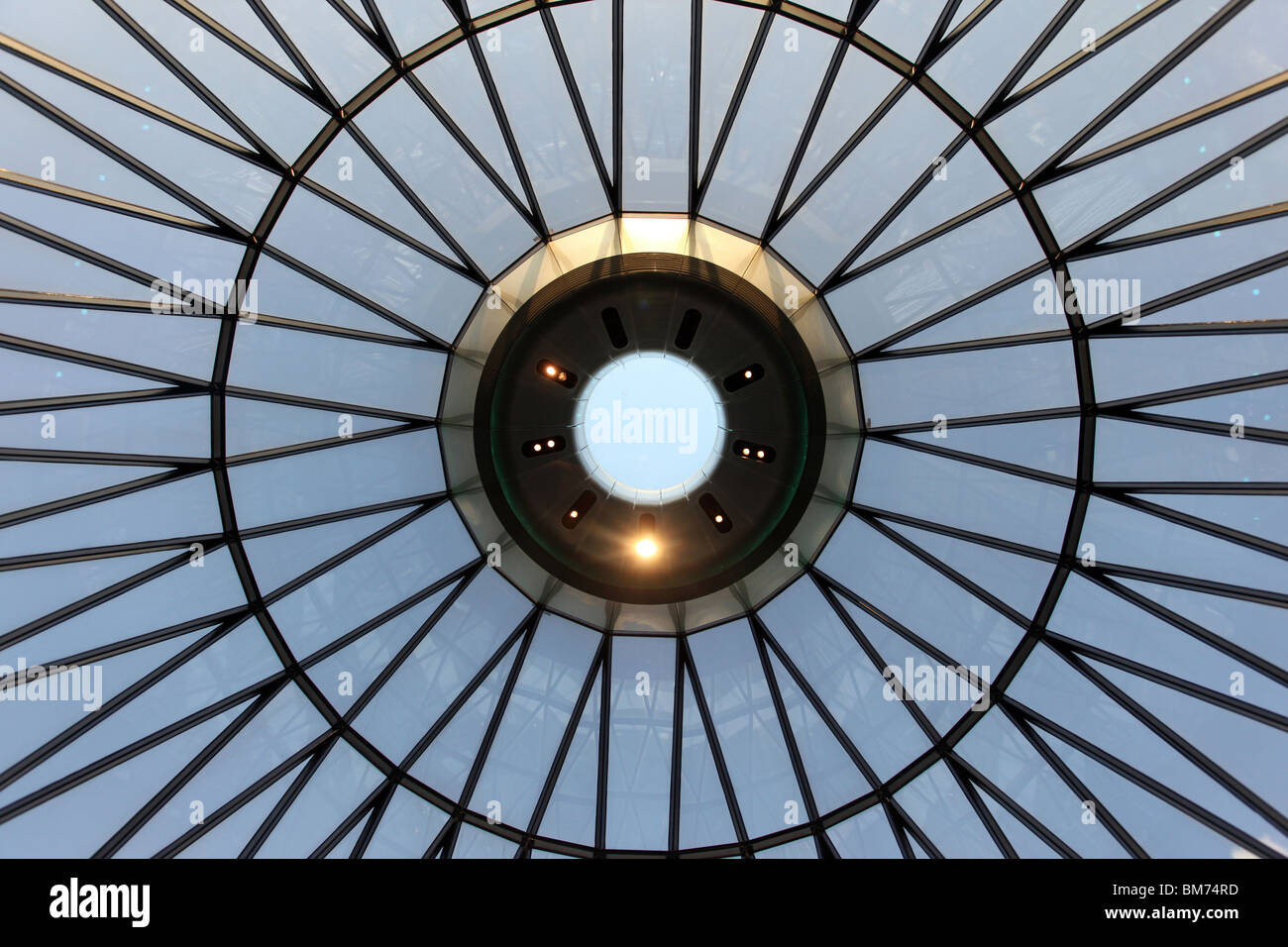 The inside of the top of the Gherkin skyscraper in the city of London, U.K. Stock Photo