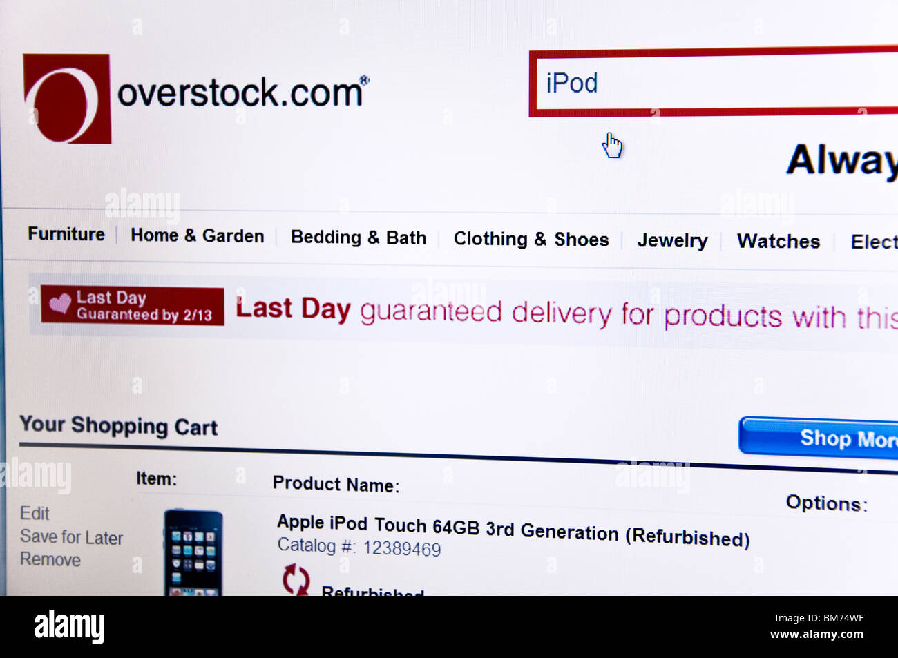 Overstock.com website screenshot Stock Photo