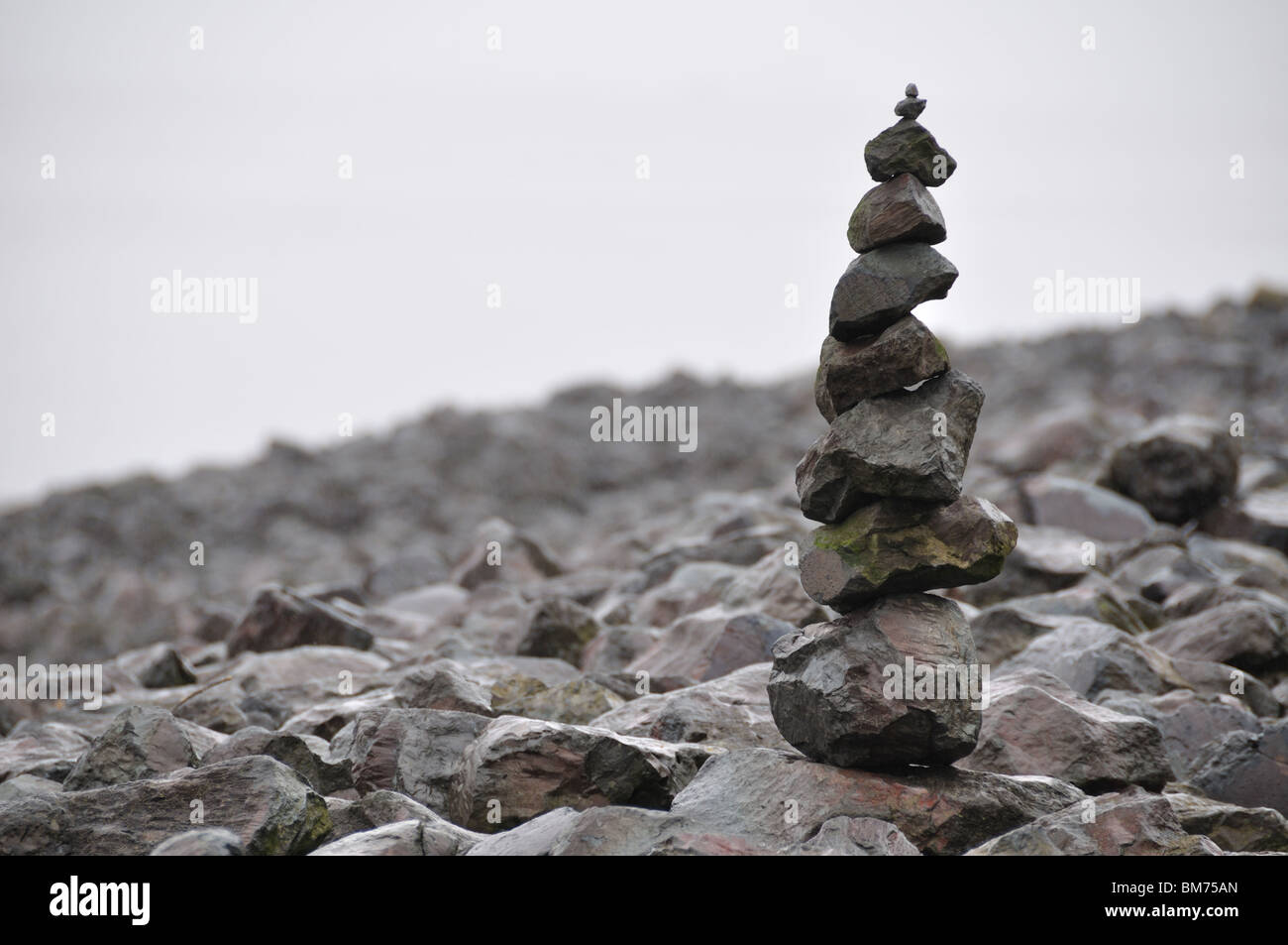 a pile of stones on the bank Stock Photo