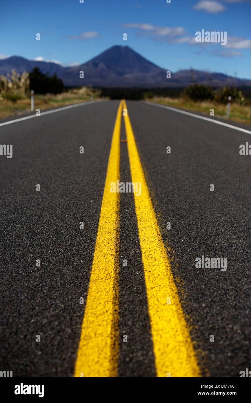 State Highway 47 heading towards Mount Ngauruhoe in the Tongariro