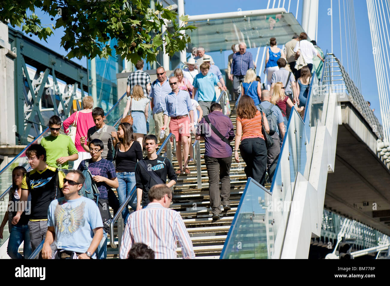 Hungerford footbridge across thames River, London, United Kingdom Stock
