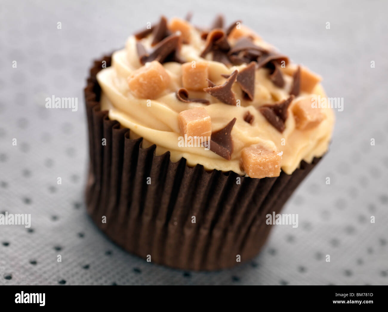 Caramel and toffee cupcake Stock Photo
