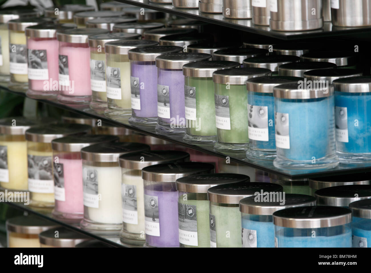 Wax Lyrical selection of scented candles Brookfields garden Centre, Nottingham Stock Photo