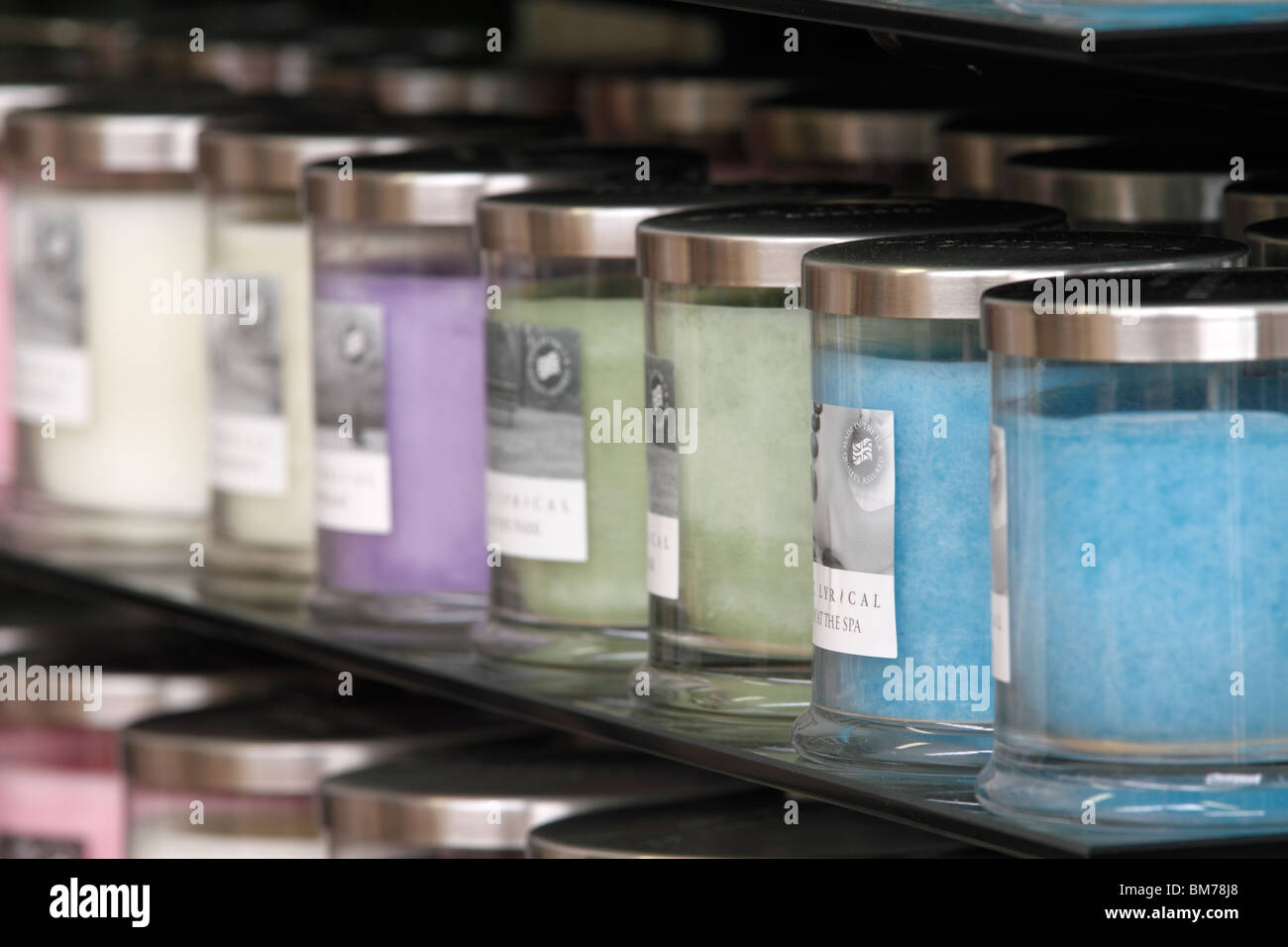 Wax Lyrical selection of scented candles Brookfields garden Centre, Nottingham Stock Photo