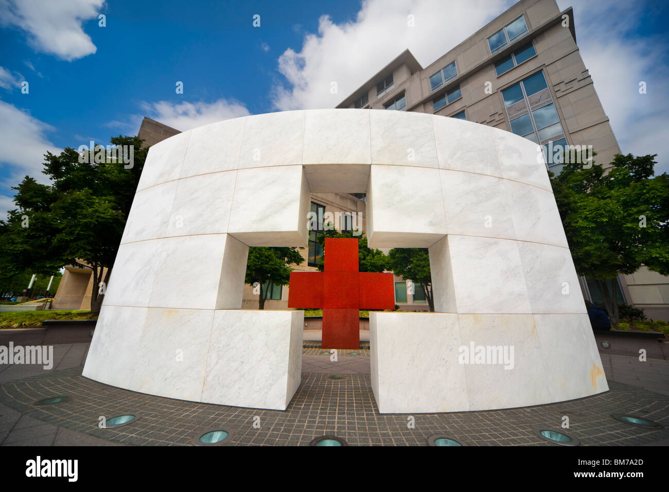 Monument by Larry Kirkland, in front of the American National Red Cross Administrative Headquarters on E ST in Washington DC USA Stock Photo