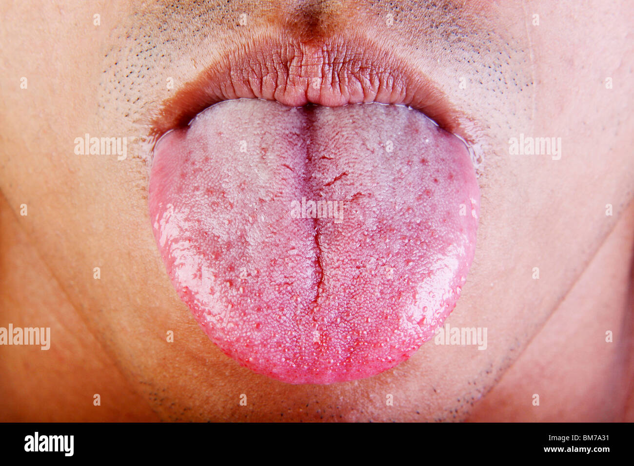 close up of male tongue Stock Photo